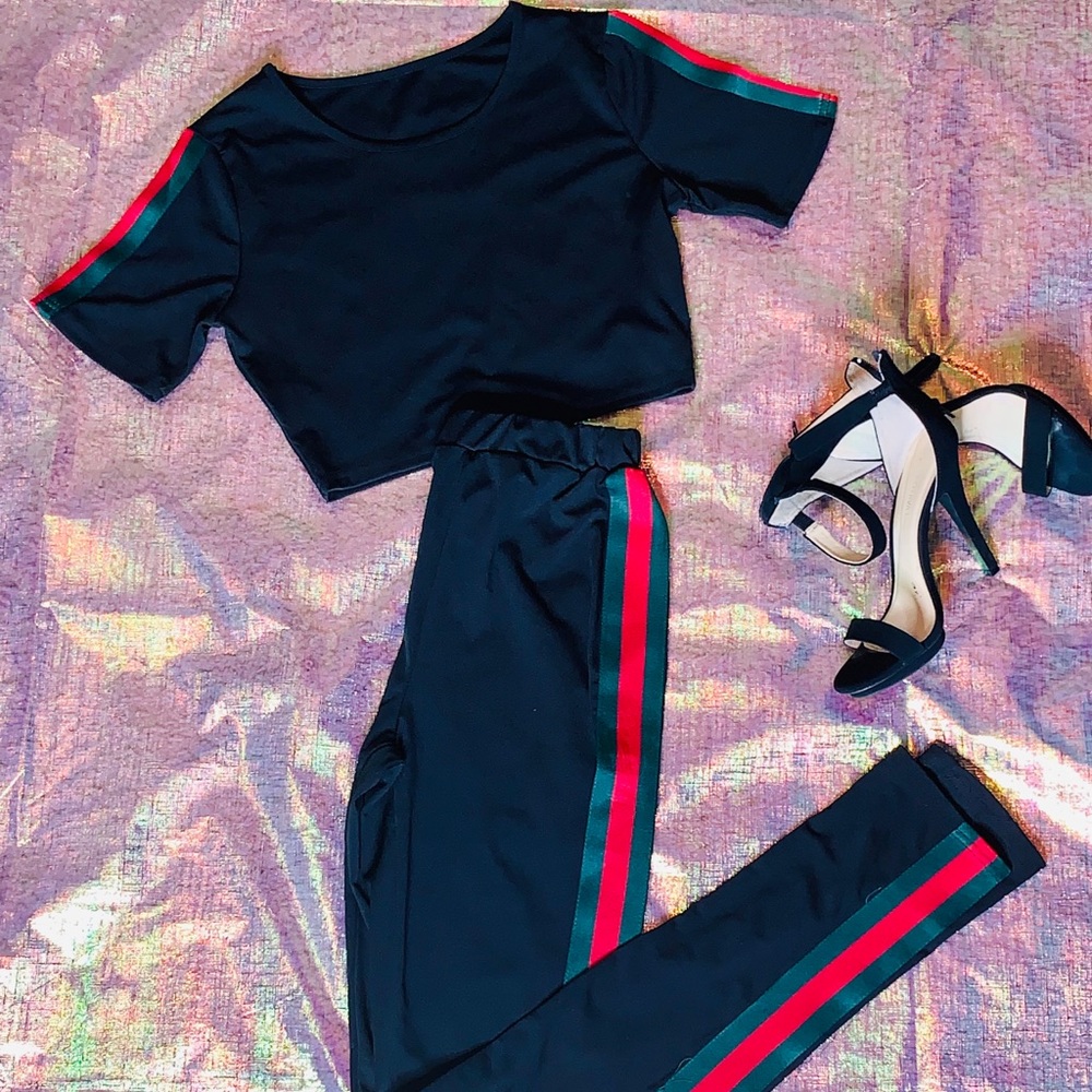 Two piece pant set with cropped top